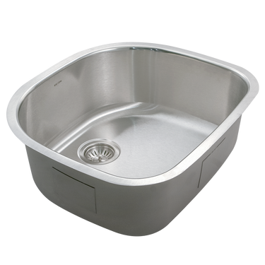 Houzer Eston 24 inch Stainless Steel Undermount Single D Bowl Kitchen Sink with Strainer & Bottom Grid